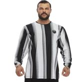 Oversize Çizgili Sweatshirt Bgsm 4742 - Siyah - Gri