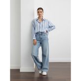 Oversize Çizgili Uzun Kadın Gömleği 38