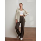 Oversize Çizgili Uzun Kadın Gömleği 40