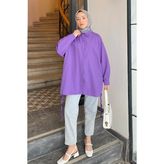 Oversize Gomlek Mor