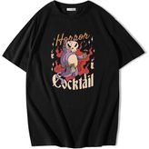 Oversize Halloween Coctail T-Shirt - Siyah
