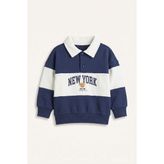 Oversıze Polo Yaka Kolej Baskılı Sweatshirt Kumaşı Sweatshirt Erkek Bebek