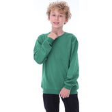 Oversize Unisex Basic Düz Yeşil Renk %100 Pamuk Çocuk Sweatshirt