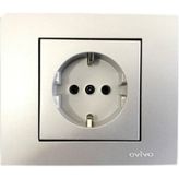 Ovivo Grano Metallic Topraklı Silver Priz