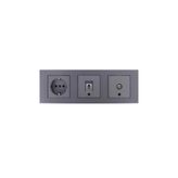 OVİVO Ovivo Grano Füme Üçlü Set Topraklı Priz + Uydu (Televizyon) Prizi + Nümeris (Telefon) Prizi