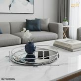 Özbience Şık Aynalı Yuvarlak Dekoratif Tepsi 34X34X5CM - Altın - Gümüş - Bakır - Seçenek 1