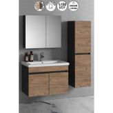 ÖZCEDEN 80 35 Cm Antrasit Gri Mat-atlantik Çam Mdf Seramik Lavabolu Asma Banyo Dolabı Takımı