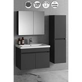 ÖZCEDEN 80 35 Cm Antrasit Gri Mat Mdf Seramik Lavabolu Asma Banyo Dolabı Takımı