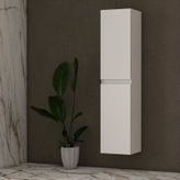 Özceden Asma Banyo Boy Dolabı 130 X 35Cm Parlak Beyaz Mdf Beyaz