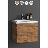 ÖZCEDEN Çiğdem 55 Cm Atlantik Çam MDF Seramik Lavabolu Asma Banyo Alt Dolabı