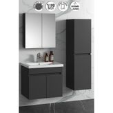 Özceden Çiğdem 55+35 cm Antrasit Gri Mat Mdf Seramik Lavabolu Asma Banyo Dolabı Takımı