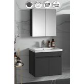 Özceden Çiğdem 65 cm Antrasit Gri Mat Mdf Seramik Lavabolu Asma Banyo Dolabı Takımı