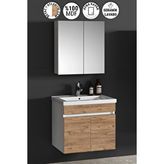 Özceden Çiğdem 65 cm Beyaz-Atlantik Çam Mdf Seramik Lavabolu Asma Banyo Dolabı Takımı
