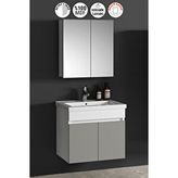 ÖZCEDEN Çiğdem 65 cm Beyaz-İnox Balon MDF Seramik Lavabolu Asma Banyo Dolabı Takımı