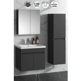 ÖZCEDEN Çiğdem 65+35 cm Antrasit Gri Mat MDF Seramik Lavabolu Asma Banyo Dolabı Takımı