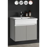 Özceden Çiğdem 80 cm Beyaz-Inox Balon Mdf Seramik Lavabolu Asma Banyo Alt Dolabı