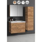 Özceden Çiğdem 80+35 cm Atlantik Çam Mdf Seramik Lavabolu Asma Banyo Dolabı Takımı