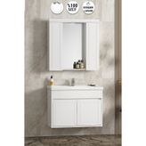 ÖZCEDEN Çuha 80 cm Beyaz MDF Pk-109 Balon Kapak Seramik Lavabolu Asma Banyo Dolabı Takımı