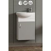 ÖZCEDEN Lale 45 cm Beyaz-Sis Gri MDF Seramik Lavabolu Asma Alt Banyo Dolabı