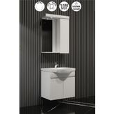 ÖZCEDEN Lilyum 65 cm Beyaz MDF Pk-109 Balon Kapak Seramik Lavabolu Asma Banyo Dolabı Takımı