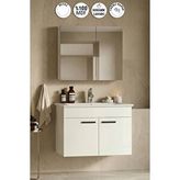 Özceden Petunya 75 Cm Beyaz Mdf Seramik Lavabolu Asma Banyo Dolabı Takımı
