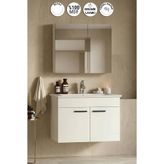 Özceden Petunya 80 cm Beyaz Mdf Seramik Lavabolu Asma Banyo Dolabı Takımı