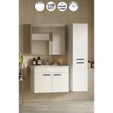 ÖZCEDEN Petunya 80+35 cm Beyaz MDF Seramik Lavabolu Asma Banyo Dolabı Takımı