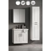 Özceden Salkım 55+35 cm Beyaz Balon Mdf Seramik Lavabolu Asma Banyo Dolabı Takımı