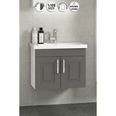 Özceden Salkım 65 Cm Beyaz-füme Balon Mdf Seramik Lavabolu Asma Banyo Alt Dolabı Çok Renkli