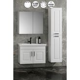 Özceden Salkım 65+35 cm Beyaz Balon Mdf Seramik Lavabolu Asma Banyo Dolabı Takımı