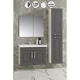 Özceden Salkım 80+35 Cm Beyaz-füme Balon Mdf Seramik Lavabolu Asma Banyo Dolabı Takımı Çok Renkli