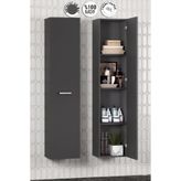 ÖZCEDEN Yeni Boy 35*167 cm Antrasit Gri Mat MDF Tek Kapaklı Asma Banyo Boy Dolabı