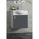 Özceden Yıldız 45 cm Beyaz-Antrasit Gri Mat Mdf Seramik Lavabolu Asma Banyo Alt Dolabı - Beyaz - Antrasit - Gri