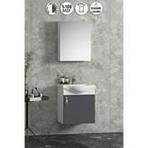 ÖZCEDEN Yıldız 45 cm Beyaz-Antrasit Gri Mat MDF Seramik Lavabolu Asma Banyo Alt Dolabı