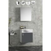 Özceden Yıldız 45 cm Beyaz-Antrasit Gri Mat Mdf Seramik Lavabolu Asma Banyo Dolabı Takımı - Beyaz - Antrasit - Gri