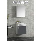 ÖZCEDEN Yıldız 45 cm Beyaz-Antrasit Gri Mat MDF Seramik Lavabolu Asma Banyo Dolabı