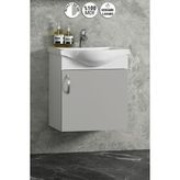 Özceden Yıldız 45 cm Beyaz-Sis Gri Mdf Seramik Lavabolu Asma Banyo Alt Dolabı - Beyaz - Sis Gri