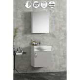 Özceden Yıldız 45 cm Beyaz-Sis Gri Mdf Seramik Lavabolu Asma Kulplu Banyo Dolabı Takımı - Beyaz - Sis Gri