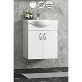 Özceden Yıldız 50 cm Beyaz Mdf Seramik Lavabolu Asma Alt Banyo Dolabı