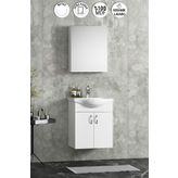 ÖZCEDEN Yıldız 50 cm Beyaz MDF Seramik Lavabolu Asma Banyo Dolabı Takımı