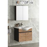 Özceden Yıldız 55 cm Antrasit Gri Mat-Atlantik Çam Mdf Seramik Lavabolu Asma Banyo Dolabı Takımı - Atlantik Çam - Beyaz