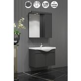 Özceden Yıldız 55 CM Antrasit Gri Mat MDF Seramik Lavabolu Asma Banyo Dolabı Takımı