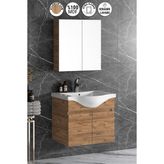 Özceden Yıldız 55 cm Atlantik Çam Mdf Seramik Lavabolu Asma Banyo Dolabı Takımı