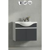 ÖZCEDEN Yıldız 55 cm Beyaz- Antrasit Gri Mat MDF Seramik Lavabolu Asma Banyo Alt Dolabı