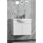 ÖZCEDEN Yıldız 55 cm Beyaz MDF Seramik Lavabolu Asma Banyo Alt Dolabı