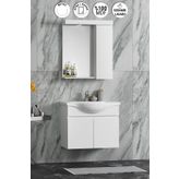 Özceden Yıldız 55 cm Beyaz Mdf Seramik Lavabolu Asma Banyo Dolabı Takımı
