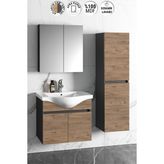 Özceden Yıldız 55+35 cm Antrasit Gri Mat-Atlantik Çam Mdf Seramik Lavabolu Asma Banyo Dolabı Takımı - Antrasit - Atlantik Çam