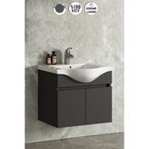 Özceden Yıldız 65 cm Antrasit Gri Mat Mdf Seramik Lavabolu Asma Banyo Alt Dolabı - Antrasit - Gri