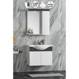 ÖZCEDEN Yıldız 65 Cm Beyaz-antrasit Gri Mat Mdf Seramik Lavabolu Asma Banyo Dolabı Takımı
