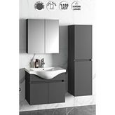 Özceden Yıldız 65+35 cm Antrasit Gri Mat Mdf Seramik Lavabolu Asma Banyo Dolabı Takımı